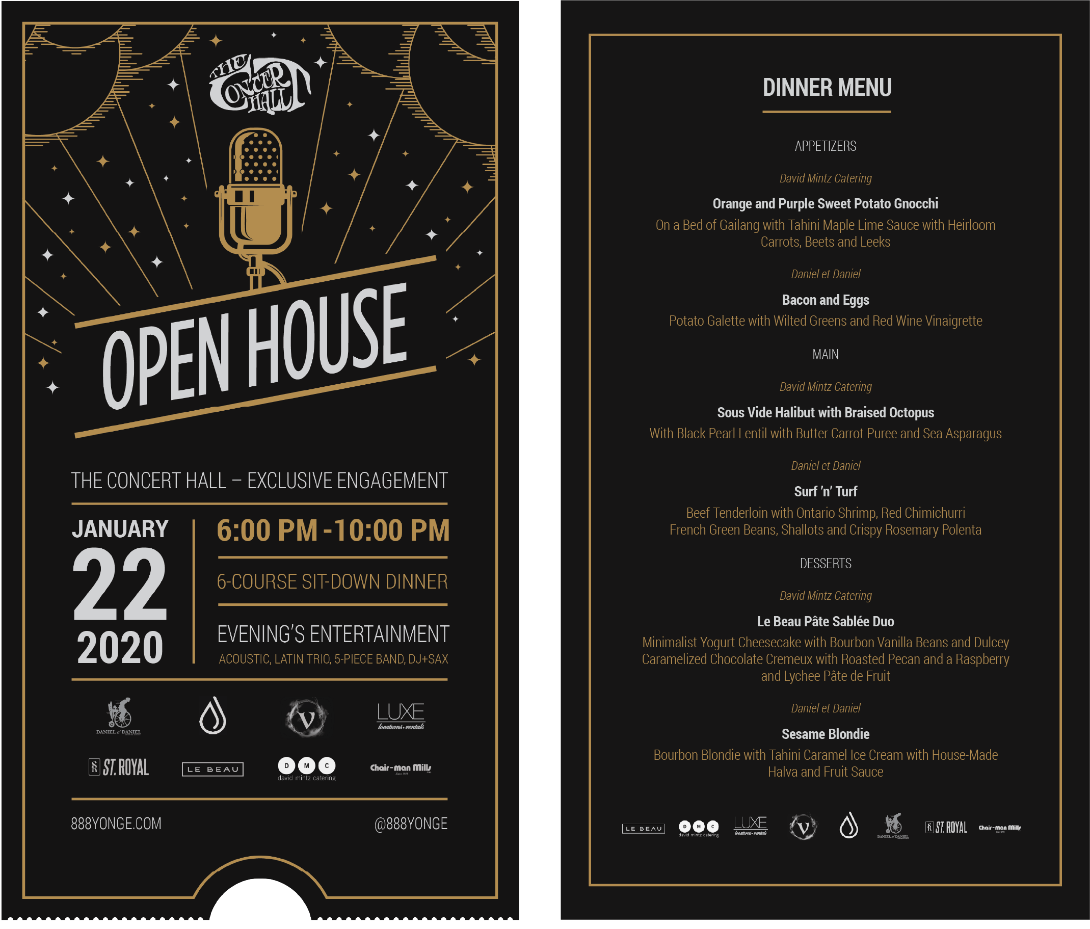 Ticket and menu for the Concert Hall Open House